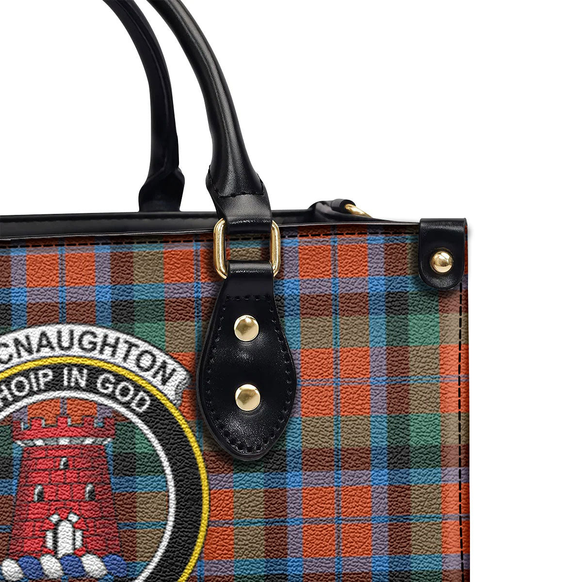 MacNaughton Ancient Tartan Crest Leather Handbag