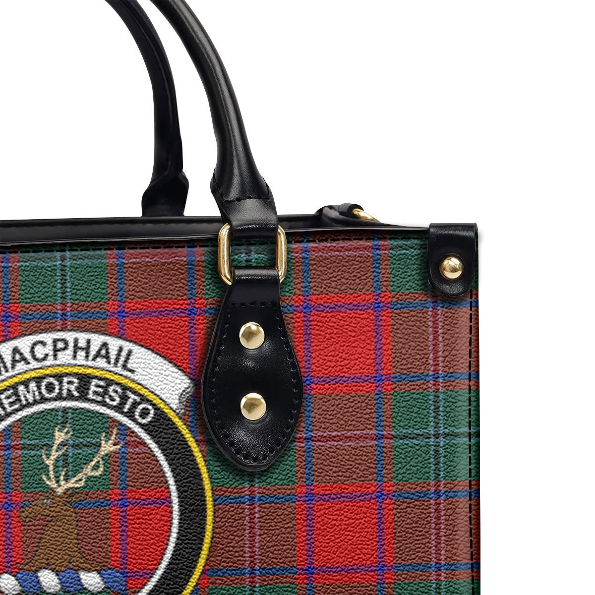 MacPhail Clan Tartan Crest Leather Handbag