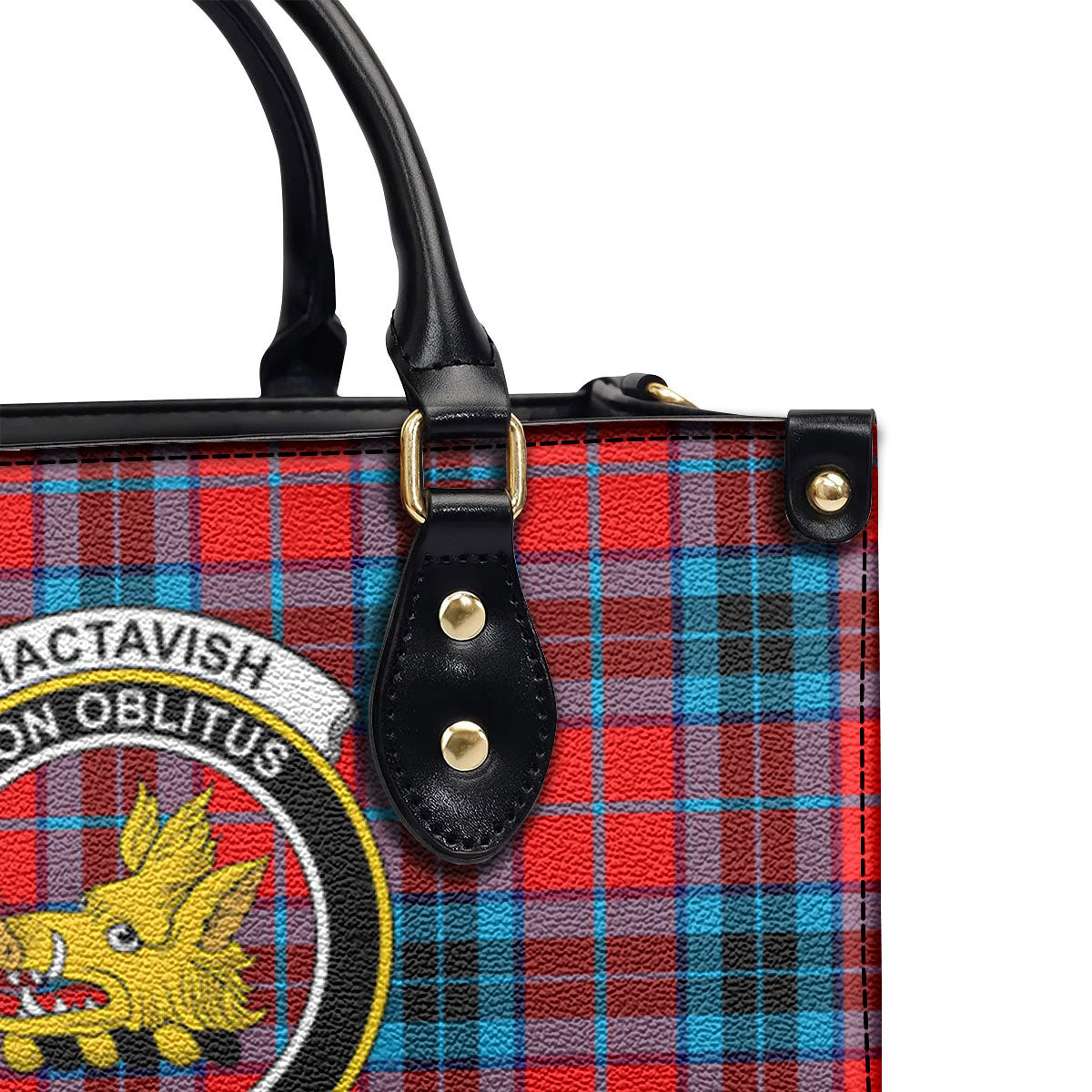 MacTavish Modern Tartan Crest Leather Handbag