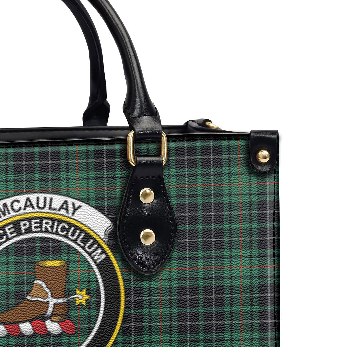 McAulay Hunting Ancient Tartan Crest Leather Handbag