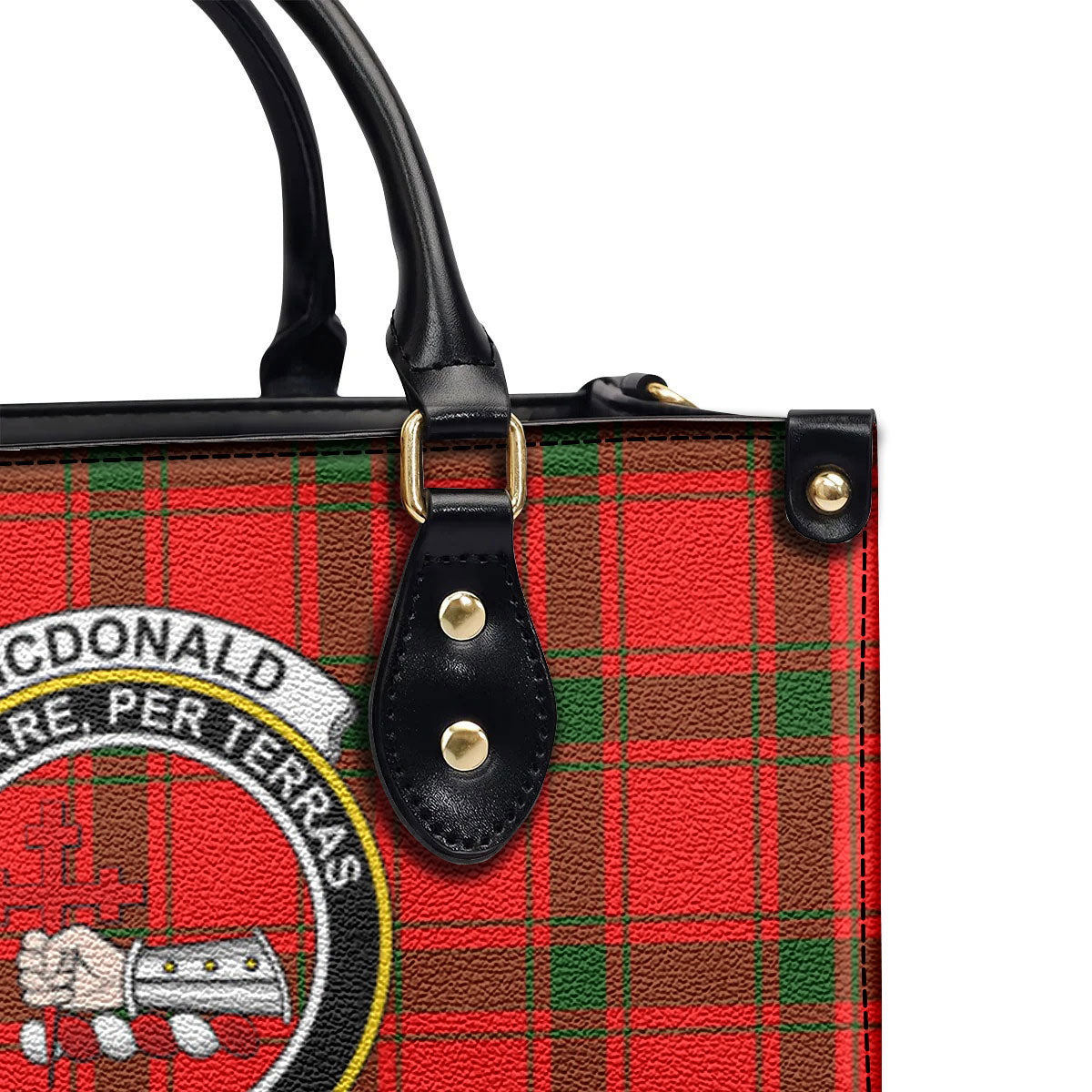 McDonald of Sleat Tartan Crest Leather Handbag