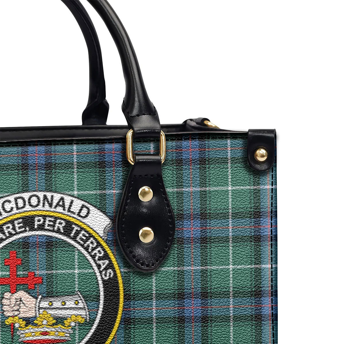 McDonald of the Isles Hunting Ancient Tartan Crest Leather Handbag