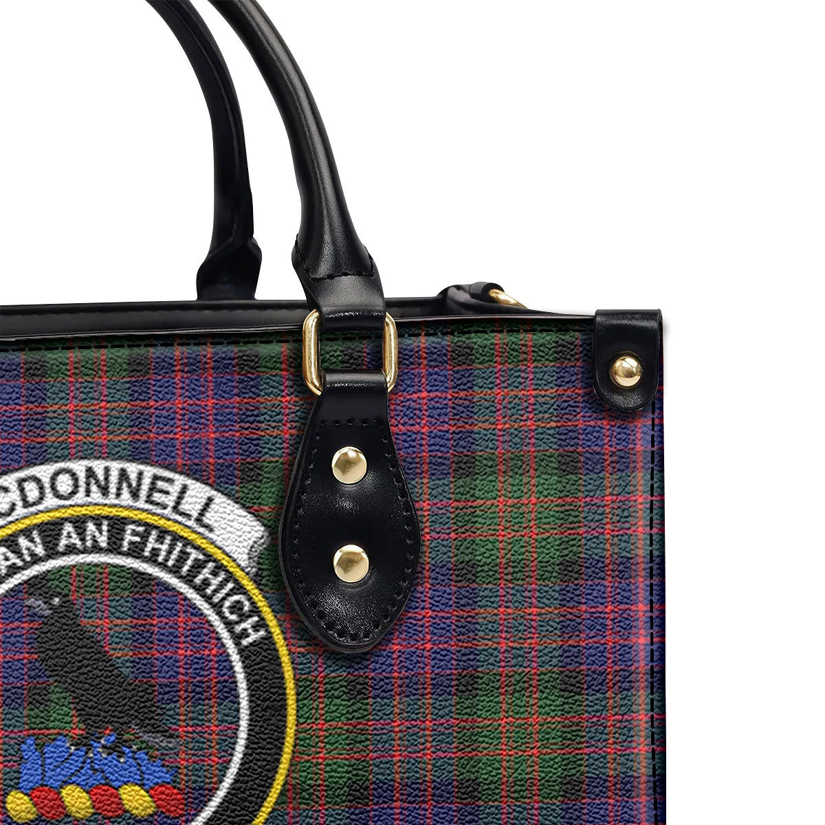 McDonnell of Glengarry Modern Tartan Crest Leather Handbag