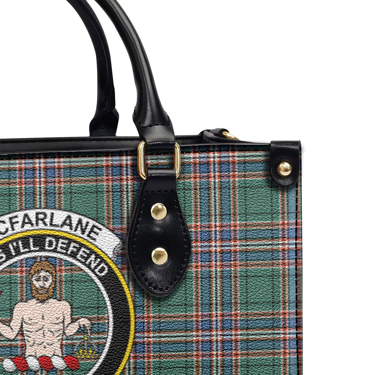 McFarlane Hunting Ancient Tartan Crest Leather Handbag