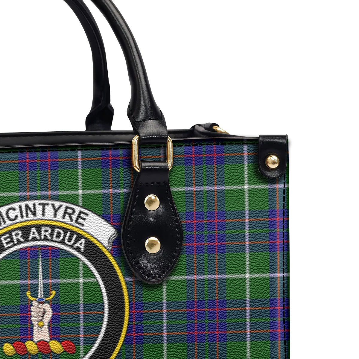 McIntyre Hunting Modern Tartan Crest Leather Handbag