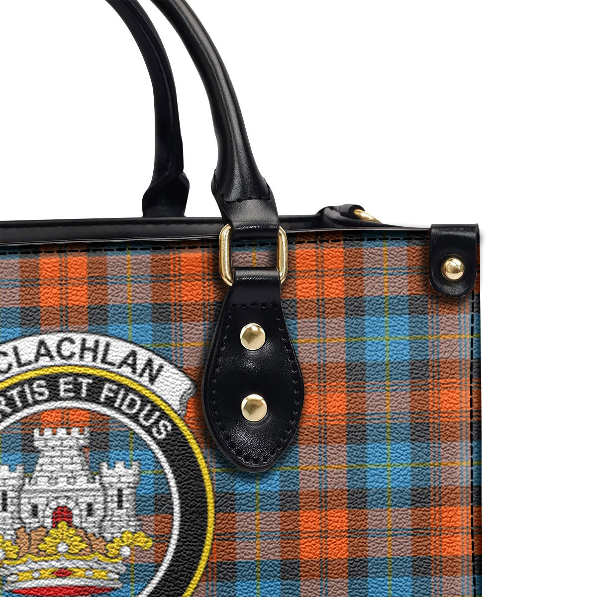 McLachlan Ancient Tartan Crest Leather Handbag