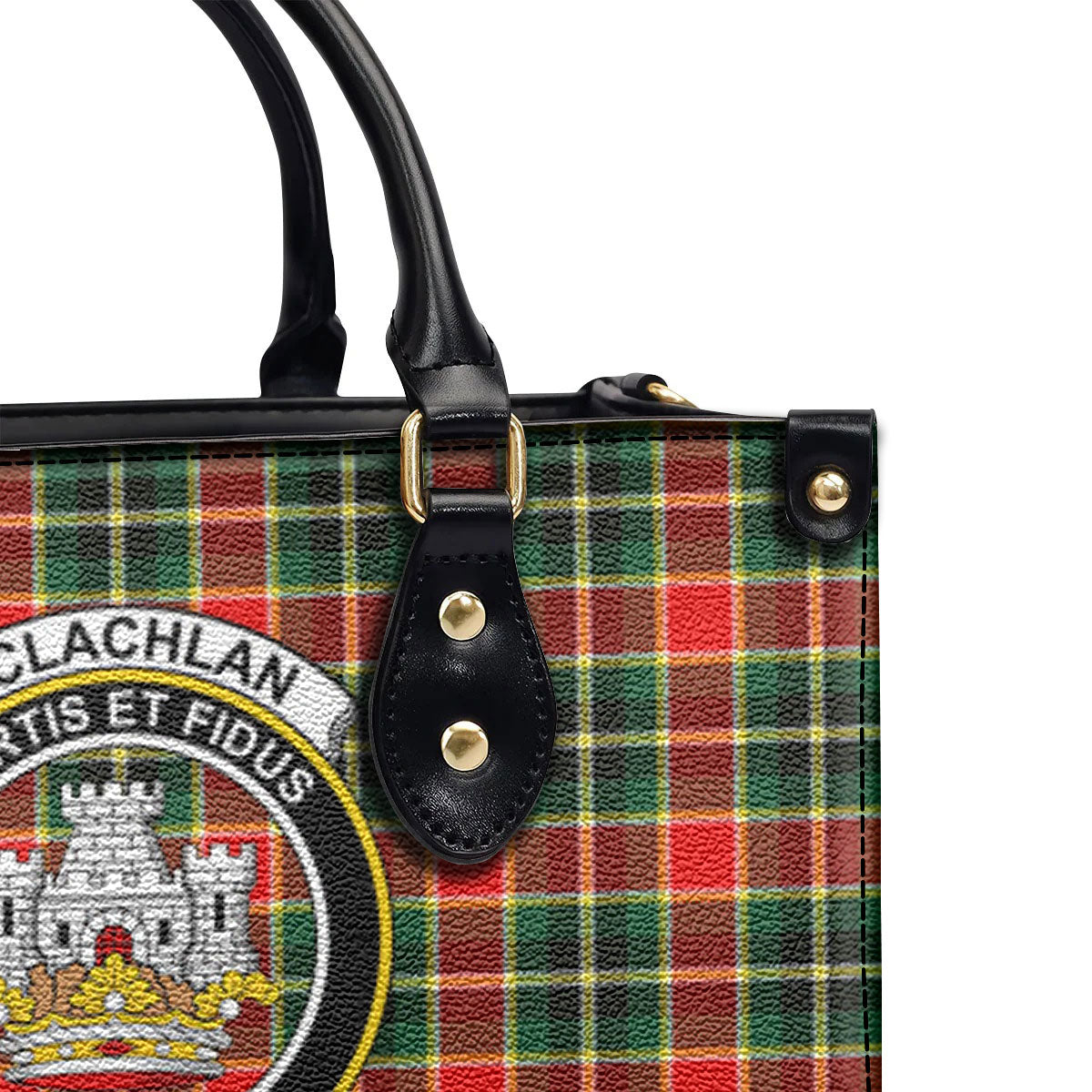 McLachlan Hunting Modern Tartan Crest Leather Handbag