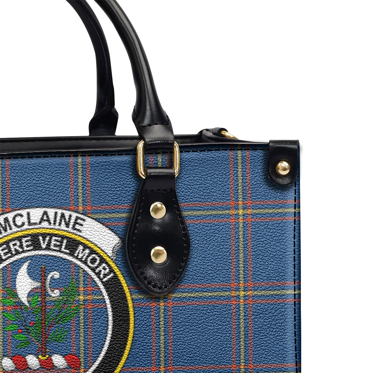 McLaine of Loch Buie Hunting Ancient Tartan Crest Leather Handbag