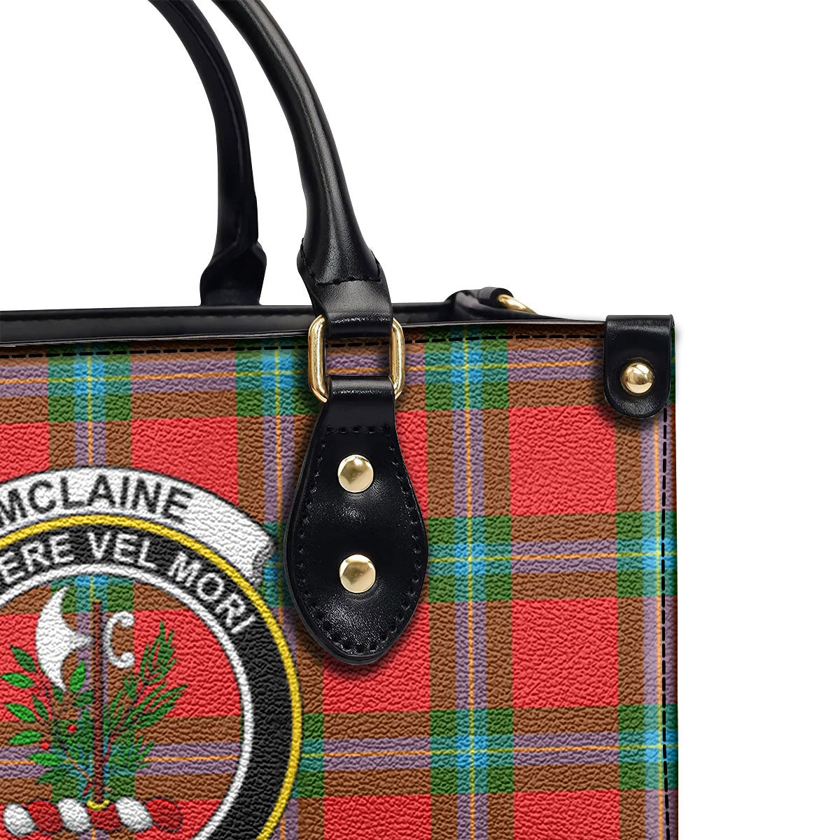 McLaine of Loch Buie Tartan Crest Leather Handbag