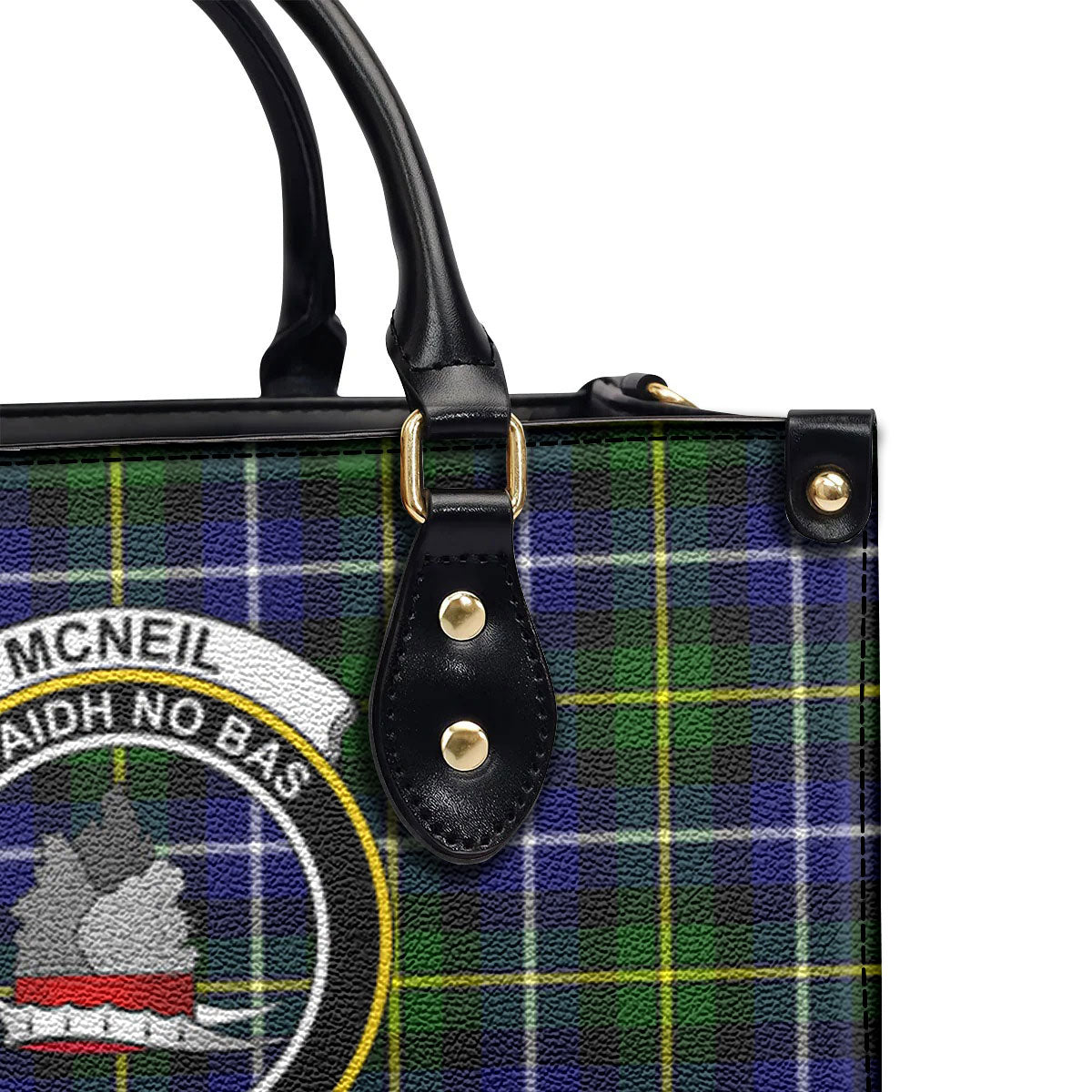 McNeil of Barra Modern Tartan Crest Leather Handbag