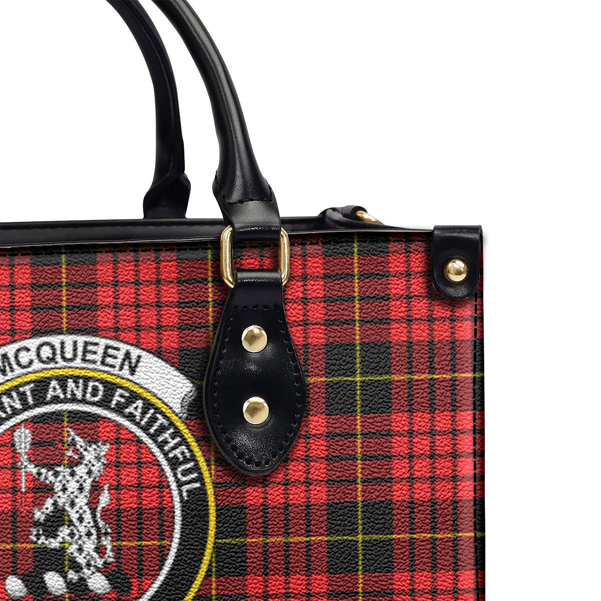 McQueen Modern Tartan Crest Leather Handbag