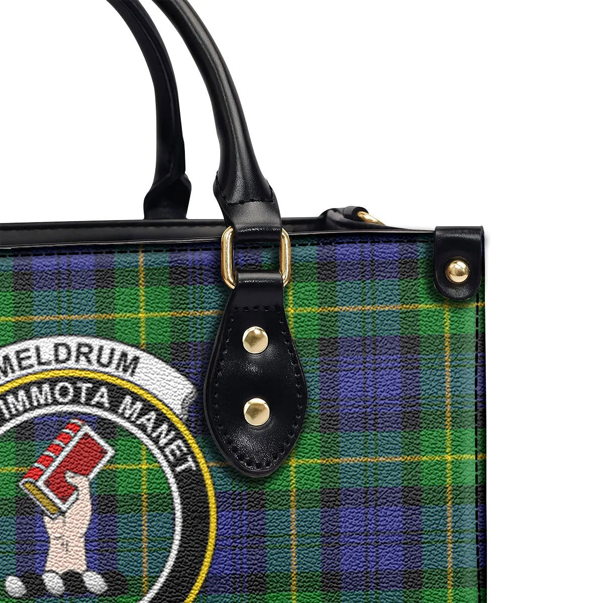 Meldrum Tartan Crest Leather Handbag