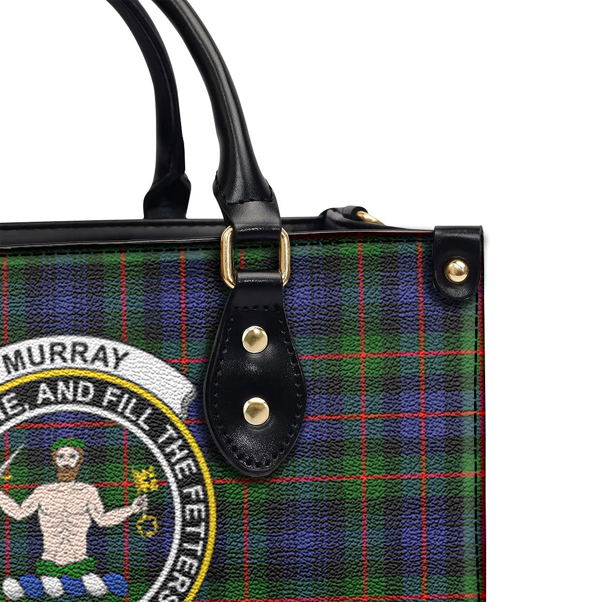 Murray of Atholl Modern Tartan Crest Leather Handbag