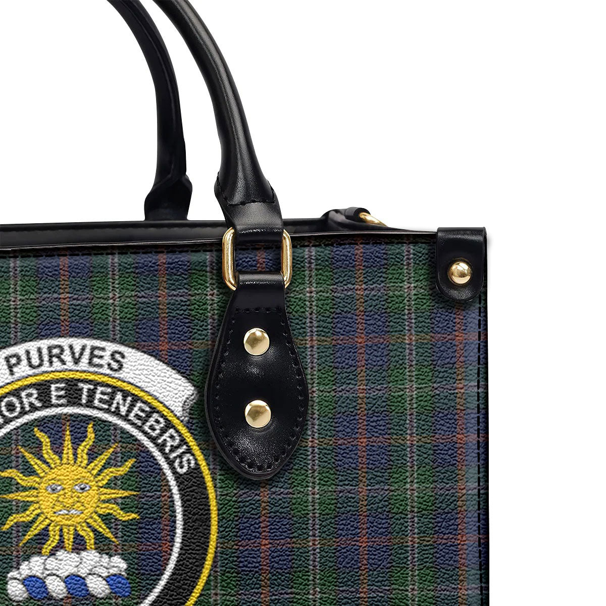 Purves Tartan Crest Leather Handbag