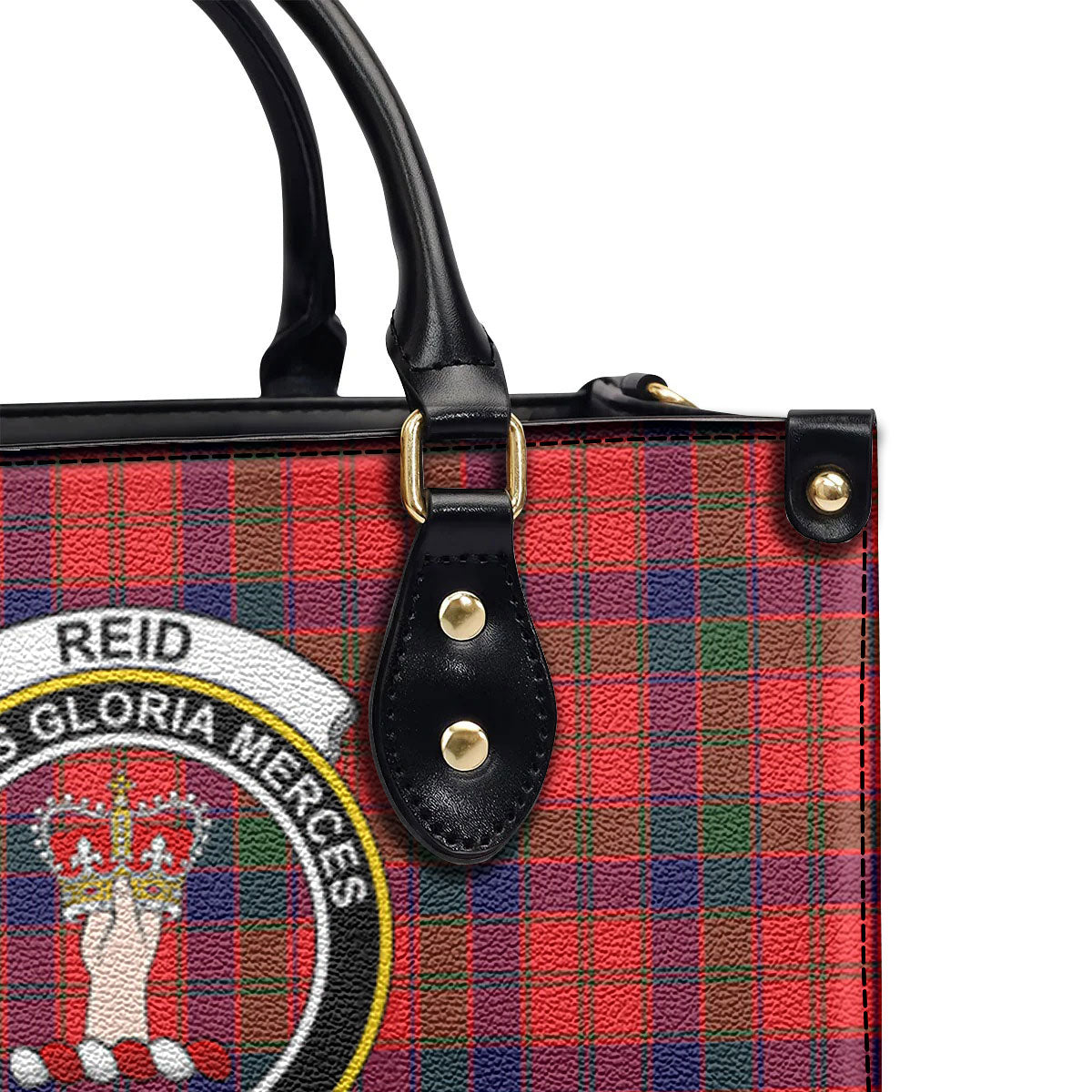 Reid Modern Tartan Crest Leather Handbag