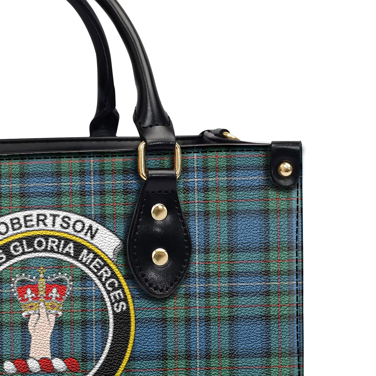 Robertson Hunting Ancient Tartan Crest Leather Handbag