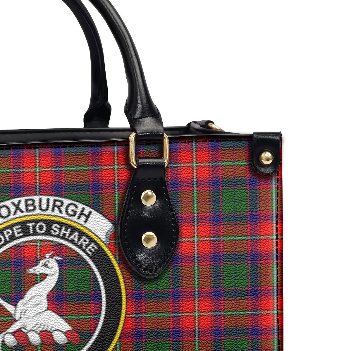 Roxburgh District Tartan Crest Leather Handbag