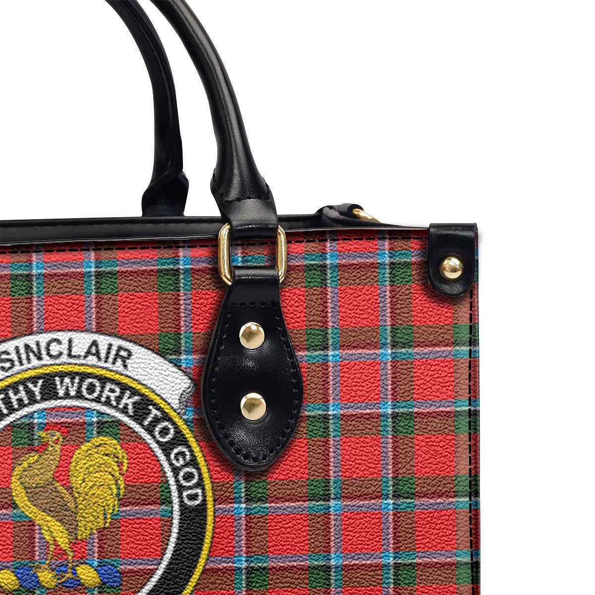 Sinclair Modern Tartan Crest Leather Handbag