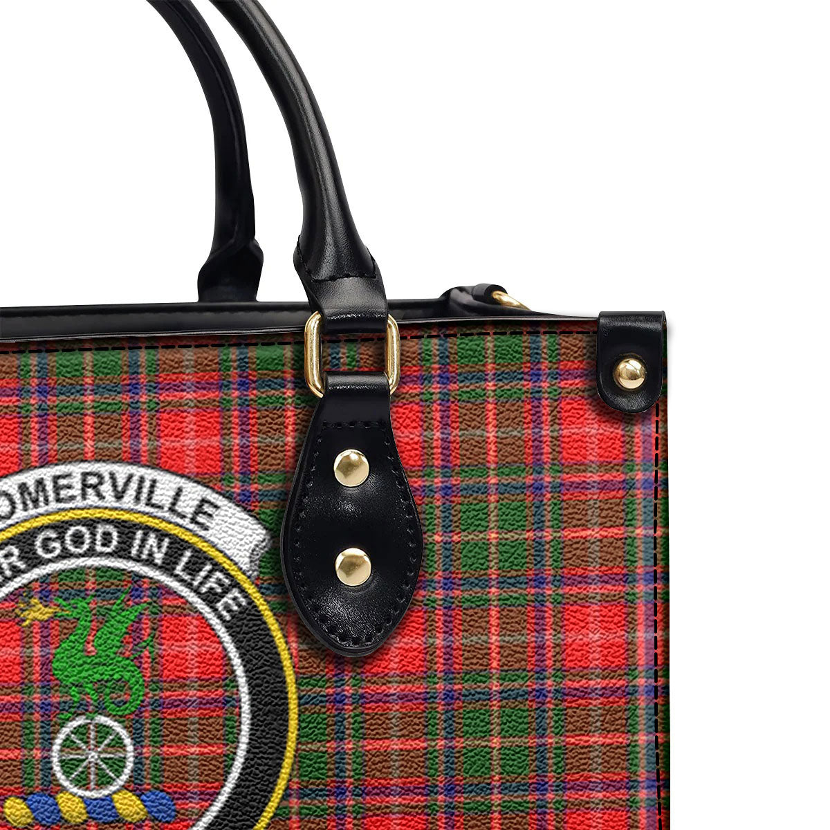 Somerville Tartan Crest Leather Handbag