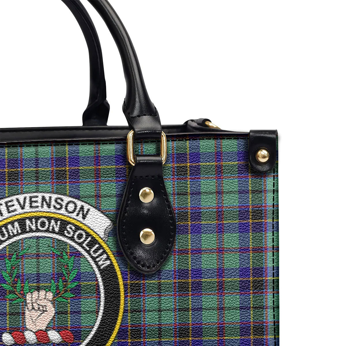 Stevenson Tartan Crest Leather Handbag