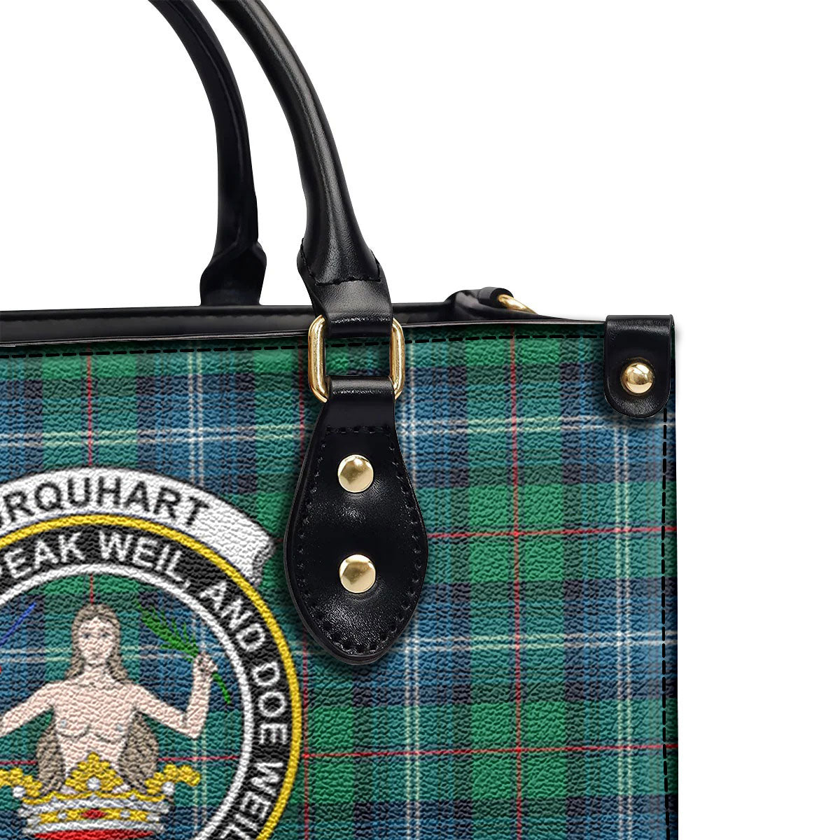 Urquhart Ancient Tartan Crest Leather Handbag