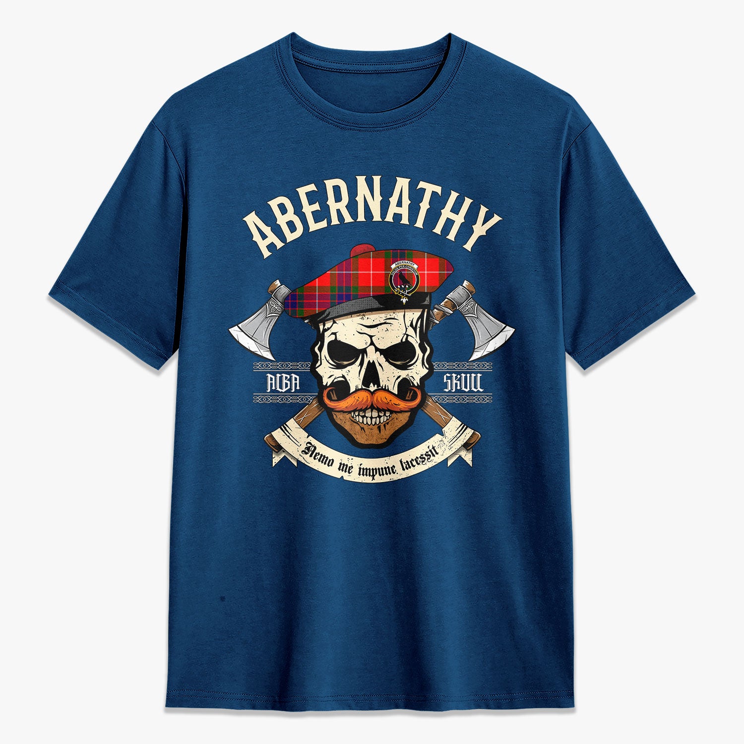 Abernathy Tartan Crest 2D T-shirt - Alba Skull Style