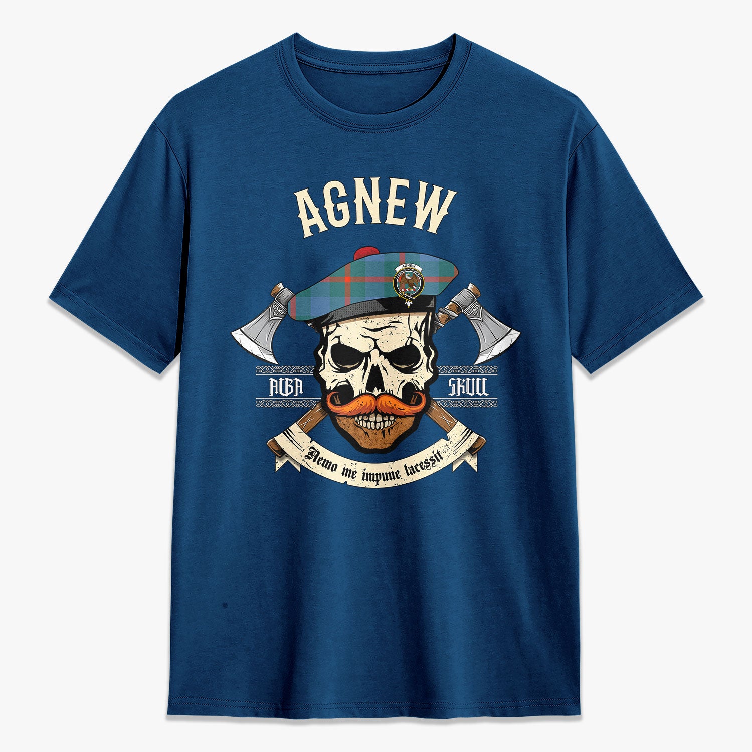 Agnew Ancient Tartan Crest 2D T-shirt - Alba Skull Style