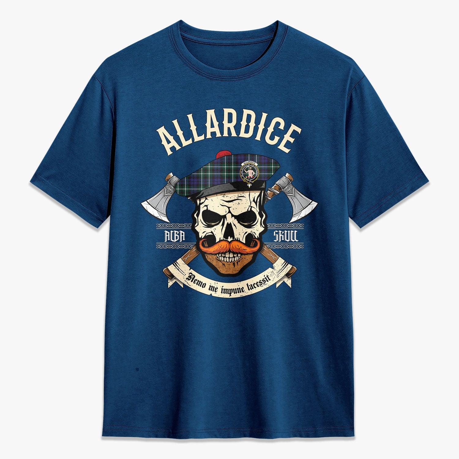 Allardice Tartan Crest 2D T-shirt - Alba Skull Style