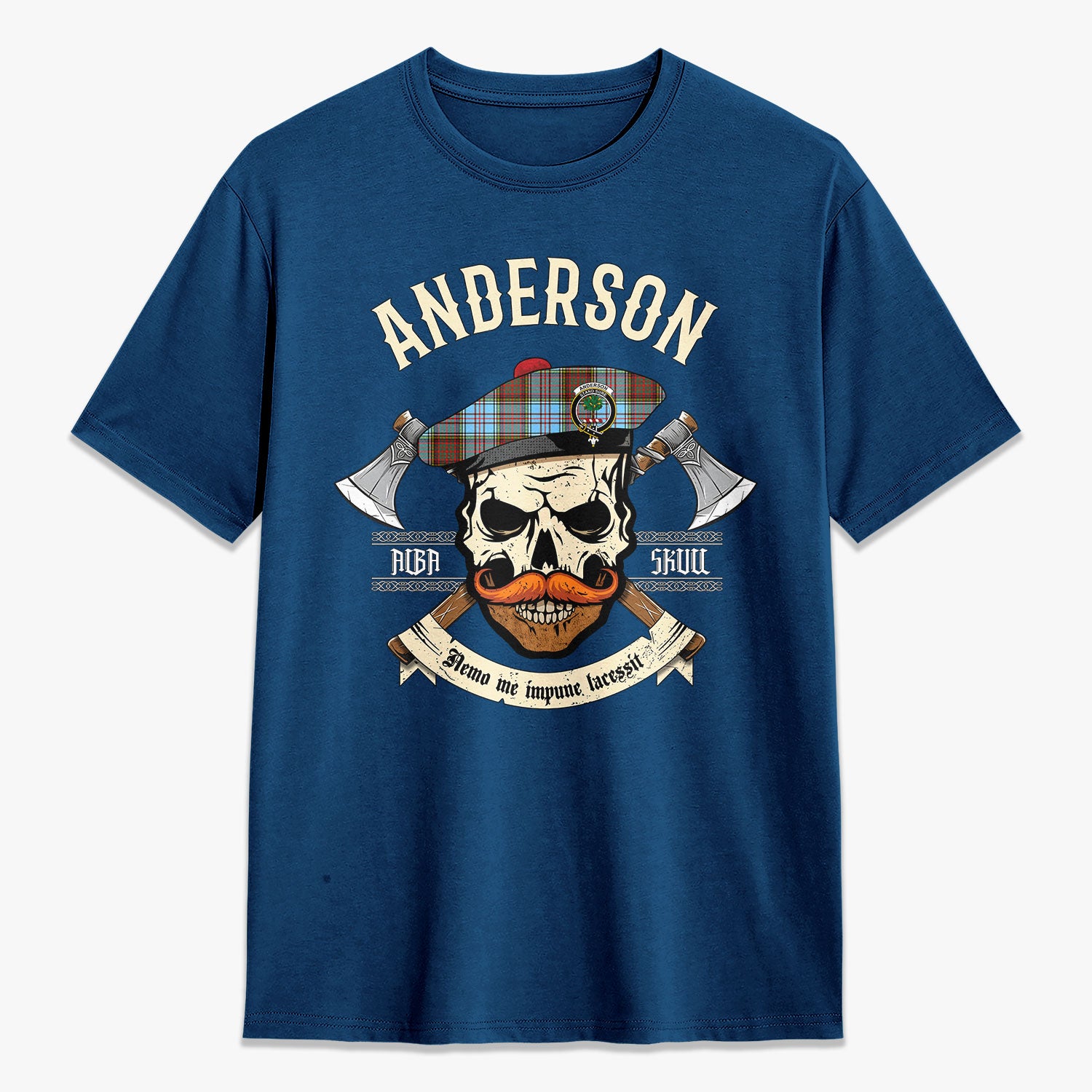 Anderson Ancient Tartan Crest 2D T-shirt - Alba Skull Style