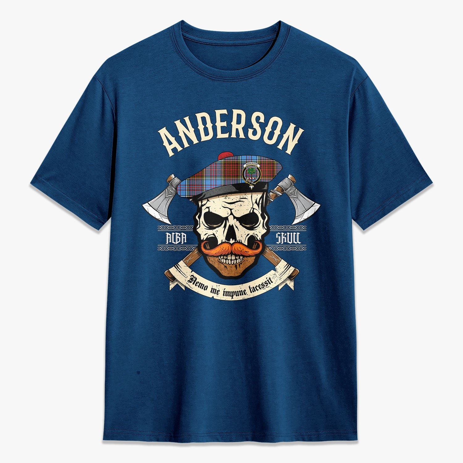 Anderson Modern Tartan Crest 2D T-shirt - Alba Skull Style