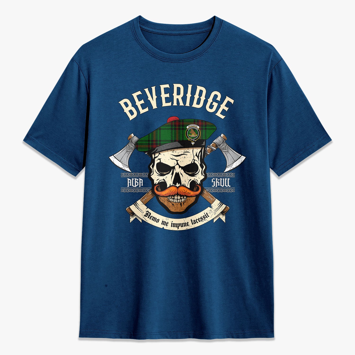 Beveridge Tartan Crest 2D T-shirt - Alba Skull Style