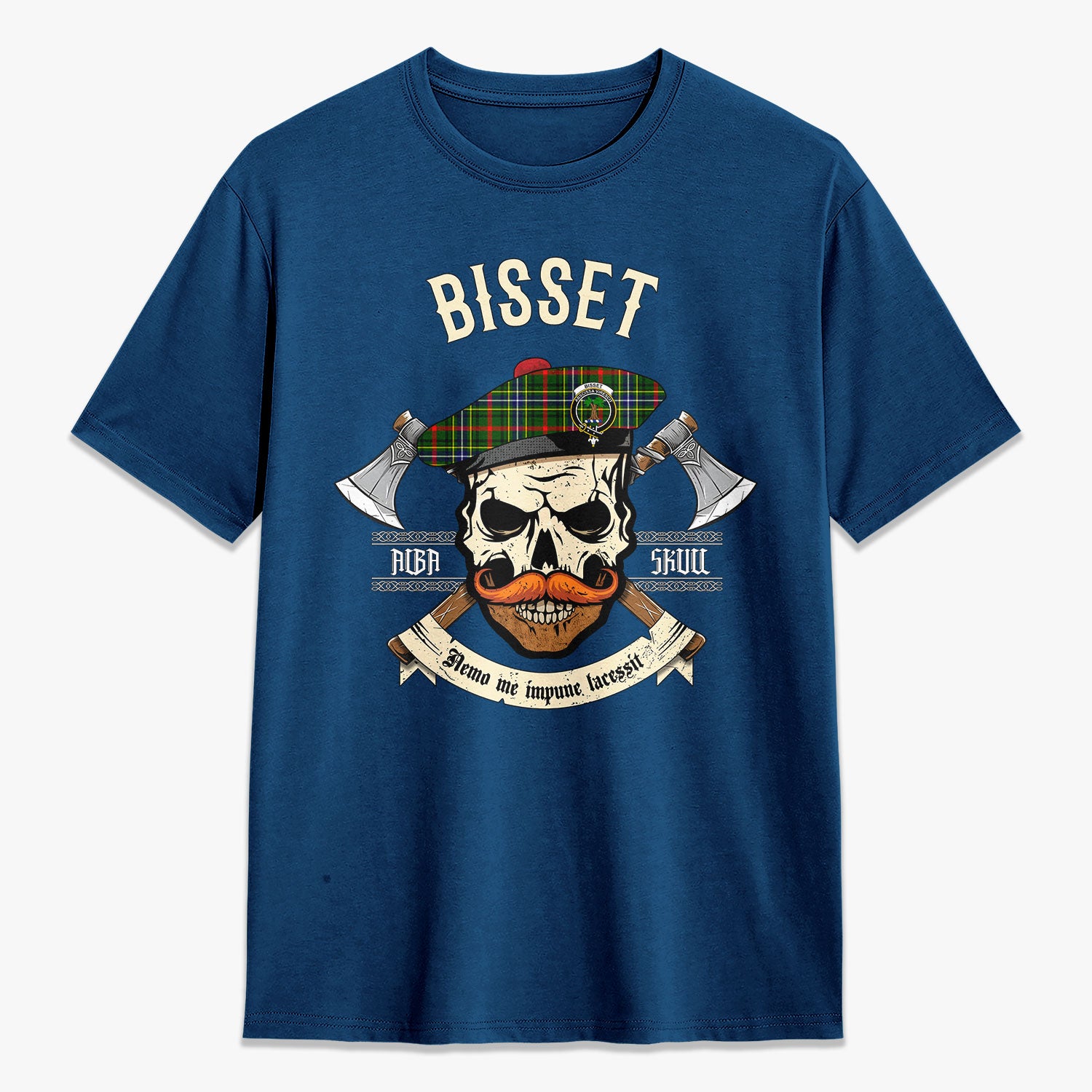 Bisset Tartan Crest 2D T-shirt - Alba Skull Style