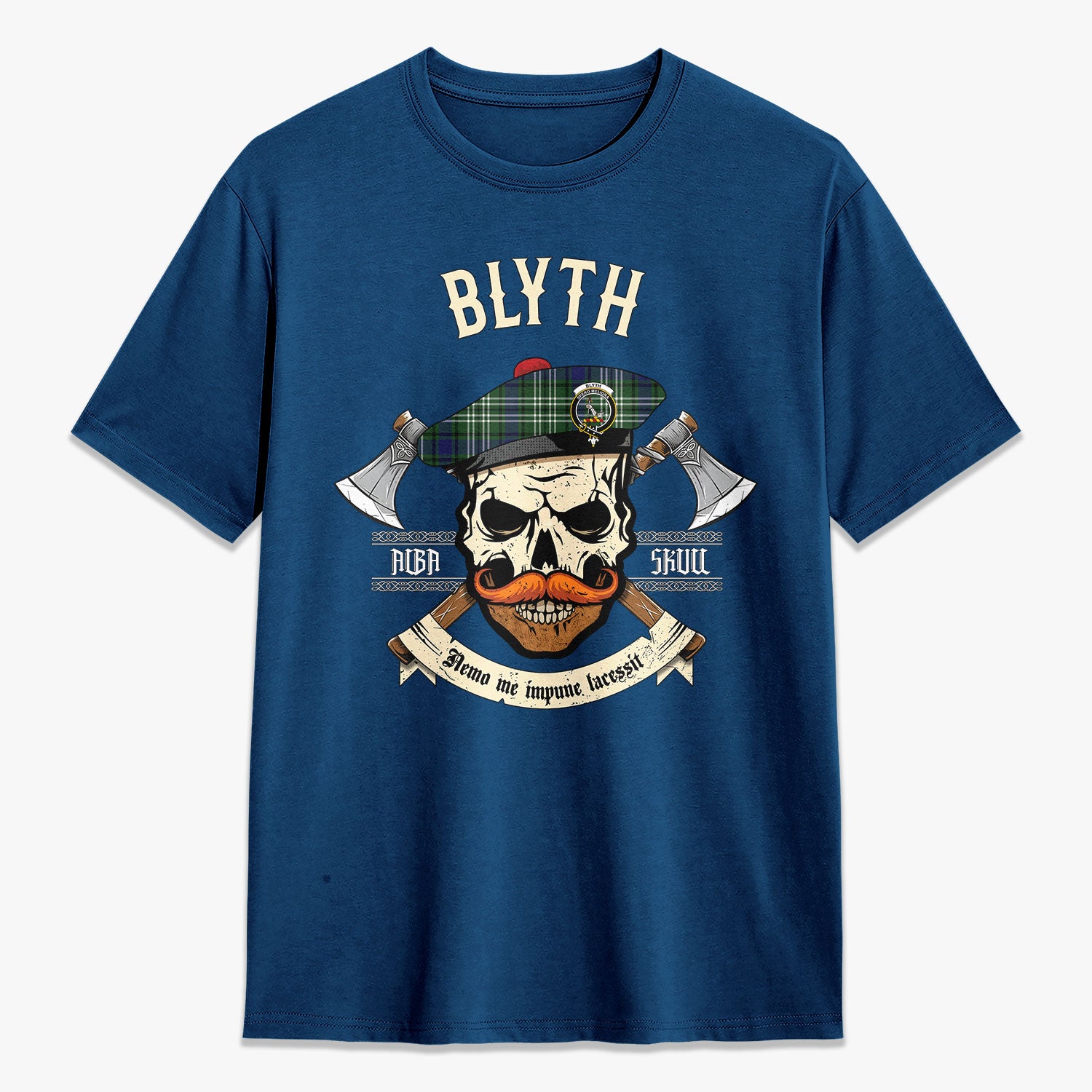 Blyth Tartan Crest 2D T-shirt - Alba Skull Style