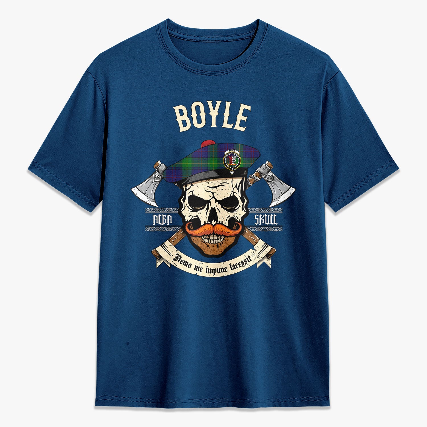 Boyle Tartan Crest 2D T-shirt - Alba Skull Style