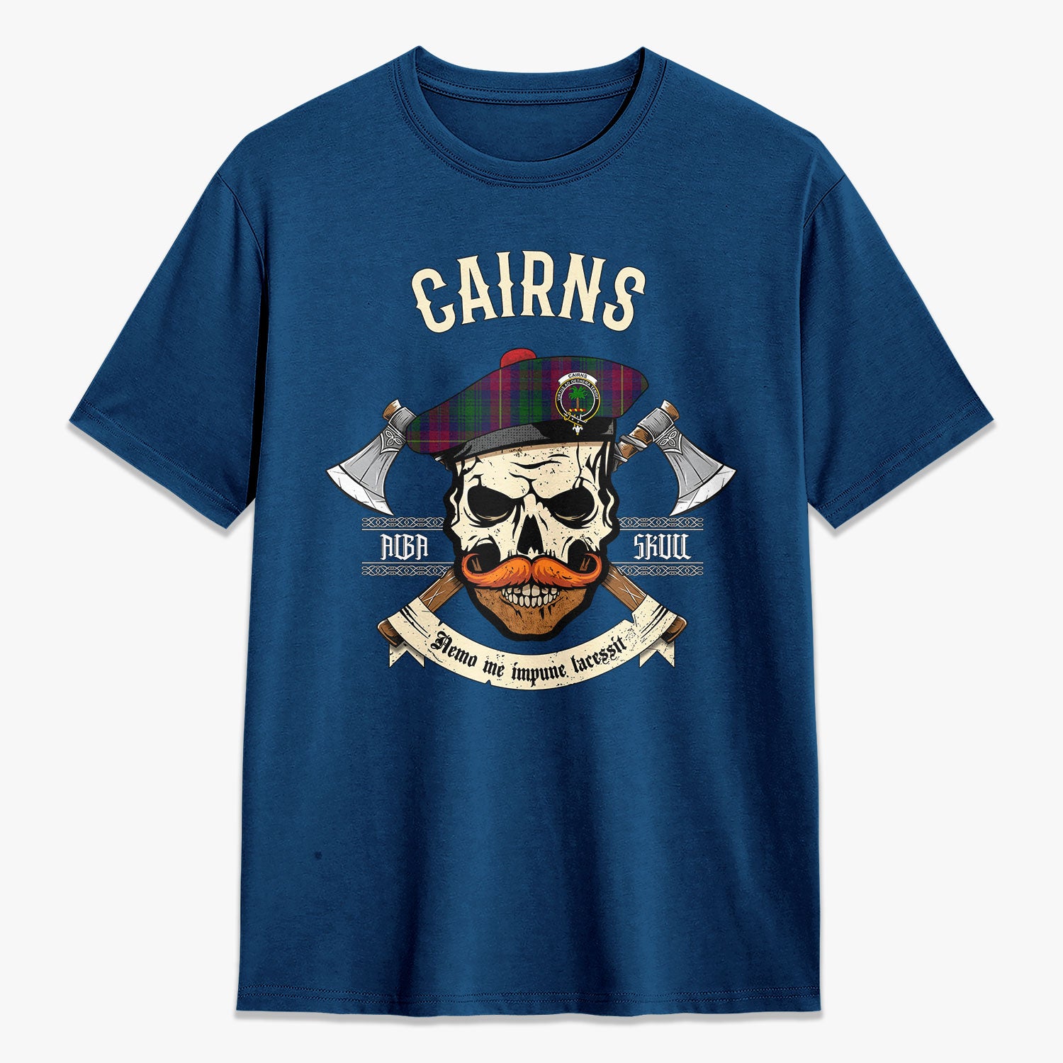 Cairns Tartan Crest 2D T-shirt - Alba Skull Style