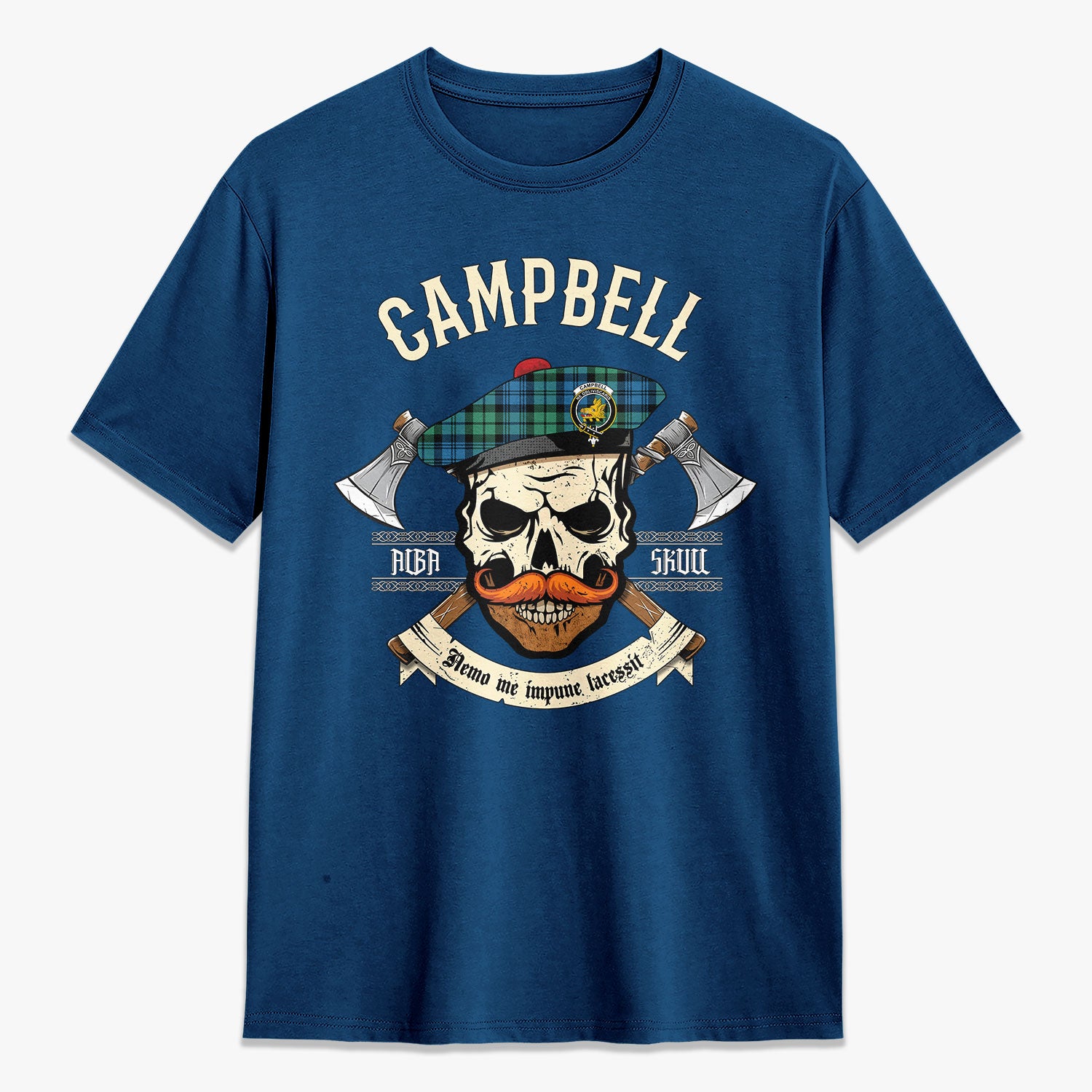 Campbell Ancient 01 Tartan Crest 2D T-shirt - Alba Skull Style