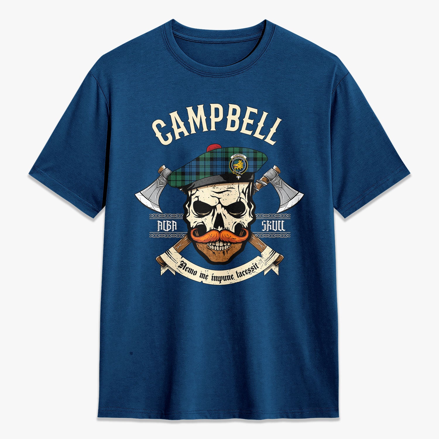 Campbell Ancient 02 Tartan Crest 2D T-shirt - Alba Skull Style