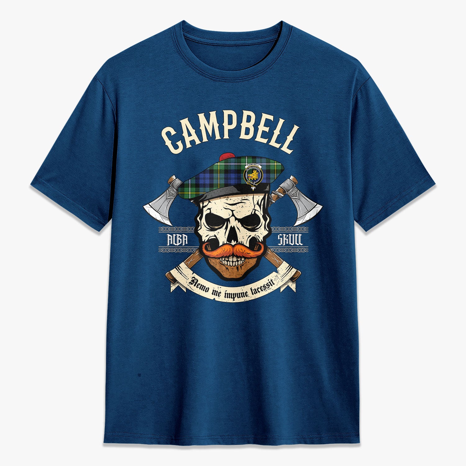 Campbell Argyll Ancient Tartan Crest 2D T-shirt - Alba Skull Style