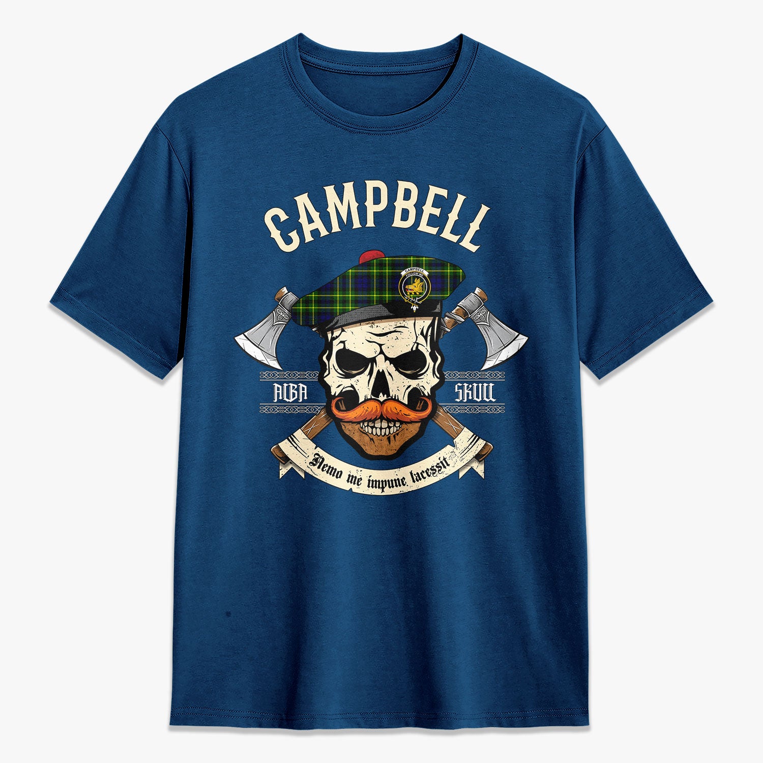 Campbell of Breadalbane Modern Tartan Crest 2D T-shirt - Alba Skull Style