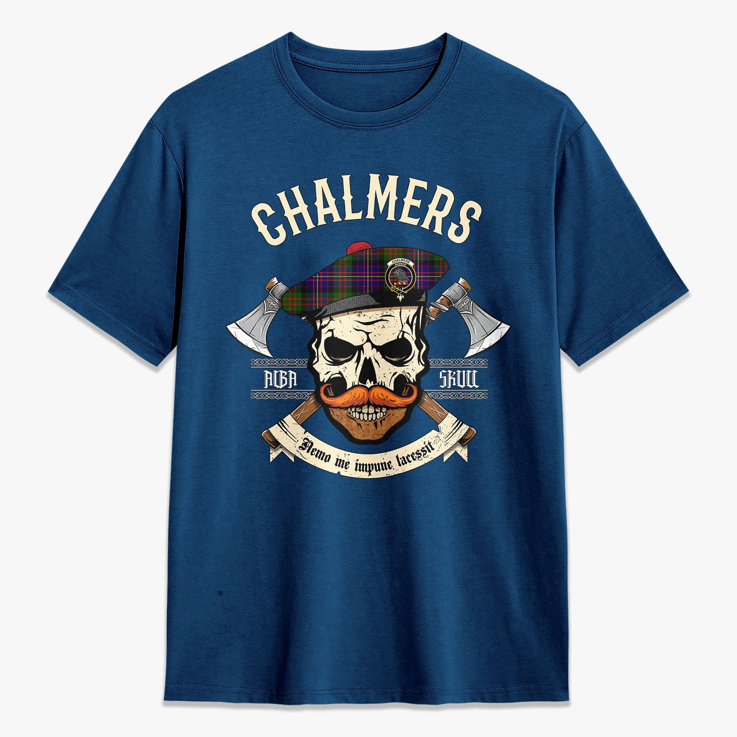 Chalmers Tartan Crest 2D T-shirt - Alba Skull Style