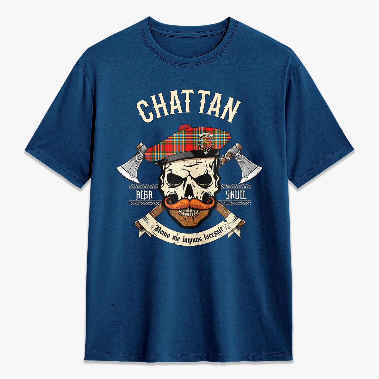 Chattan Tartan Crest 2D T-shirt - Alba Skull Style