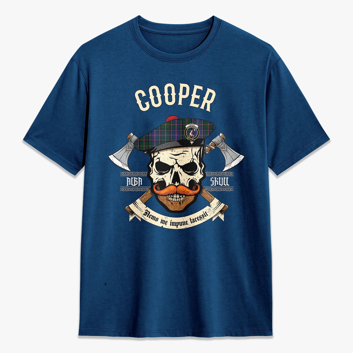 Cooper Tartan Crest 2D T-shirt - Alba Skull Style