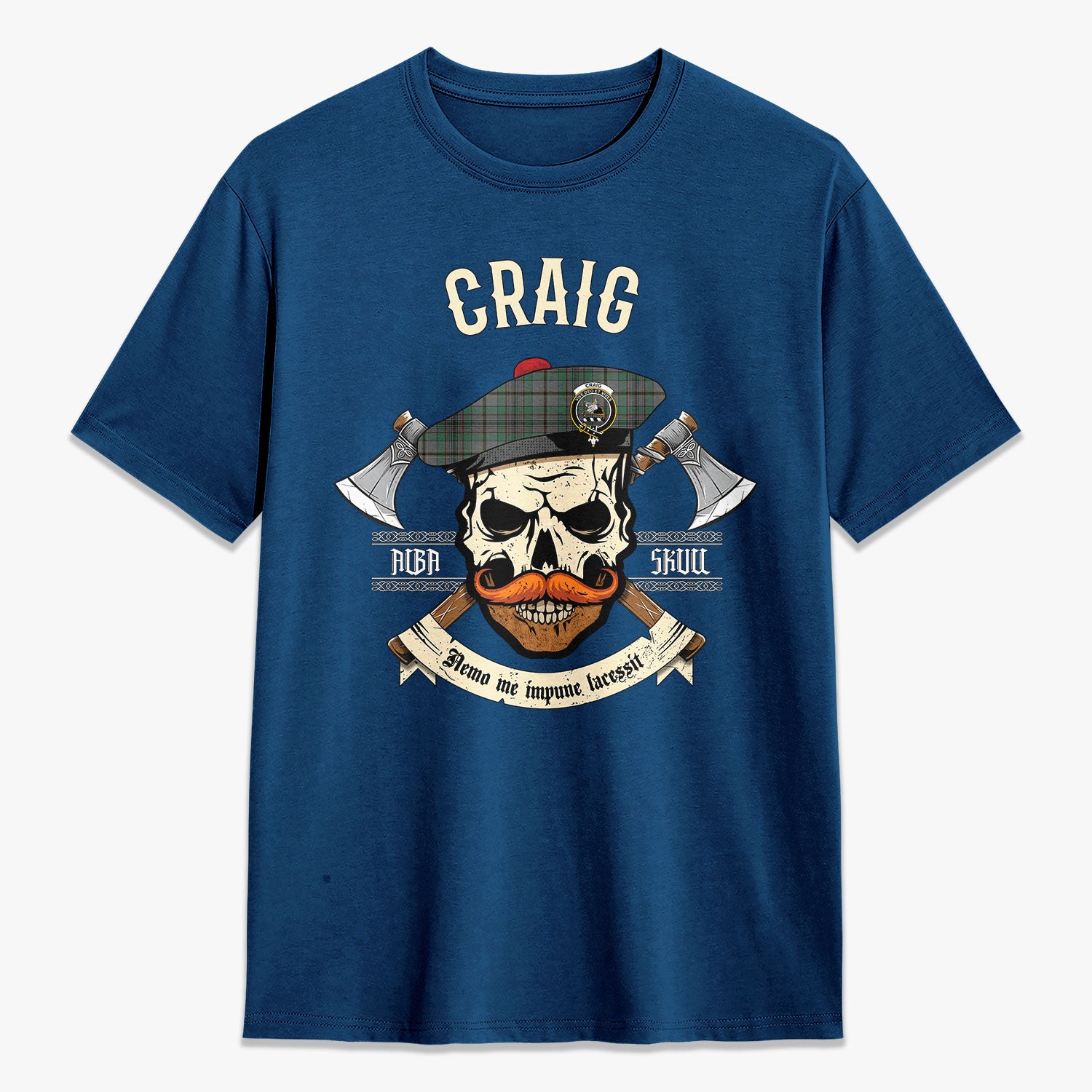 Craig Tartan Crest 2D T-shirt - Alba Skull Style