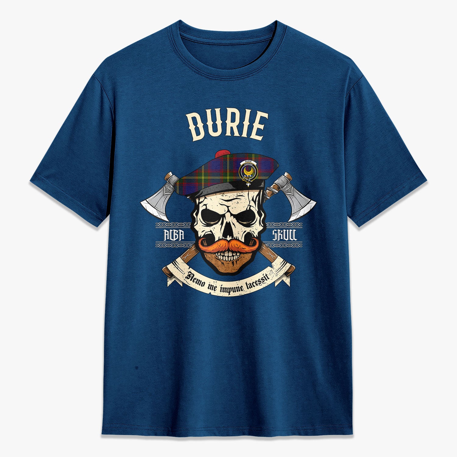 Durie Tartan Crest 2D T-shirt - Alba Skull Style