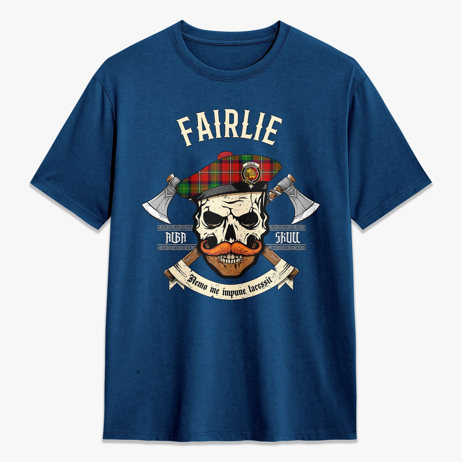 Fairlie Tartan Crest 2D T-shirt - Alba Skull Style