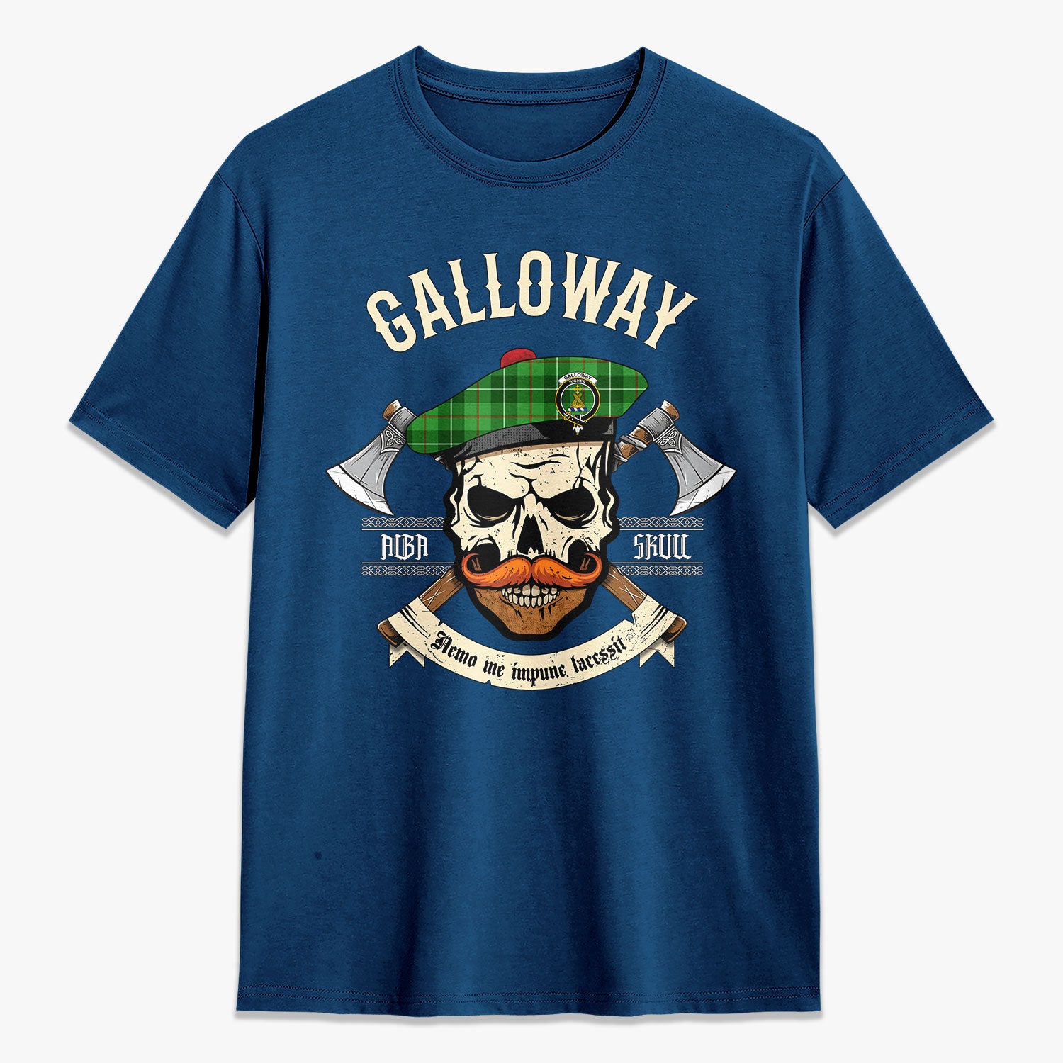 Galloway District Tartan Crest 2D T-shirt - Alba Skull Style