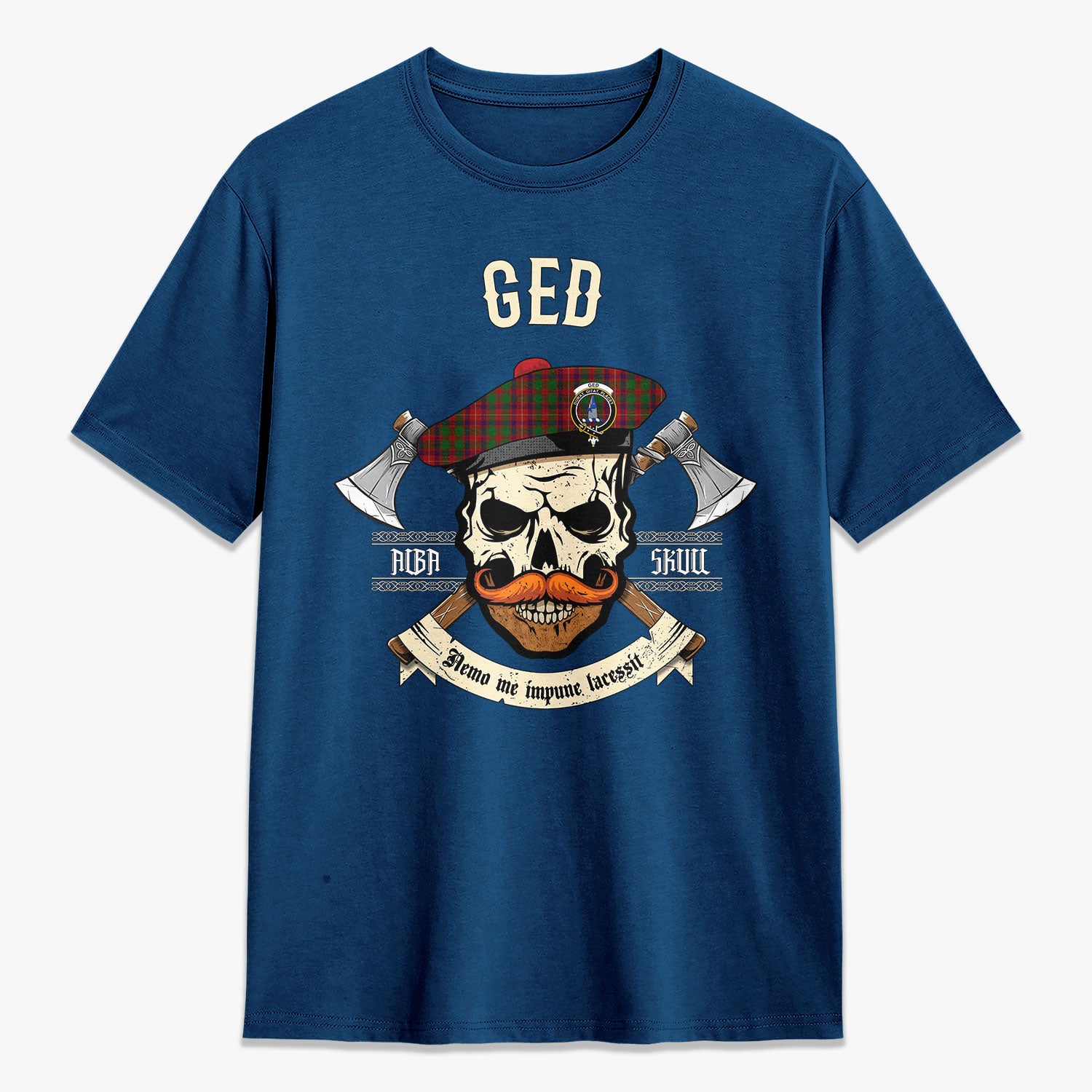 Ged Tartan Crest 2D T-shirt - Alba Skull Style