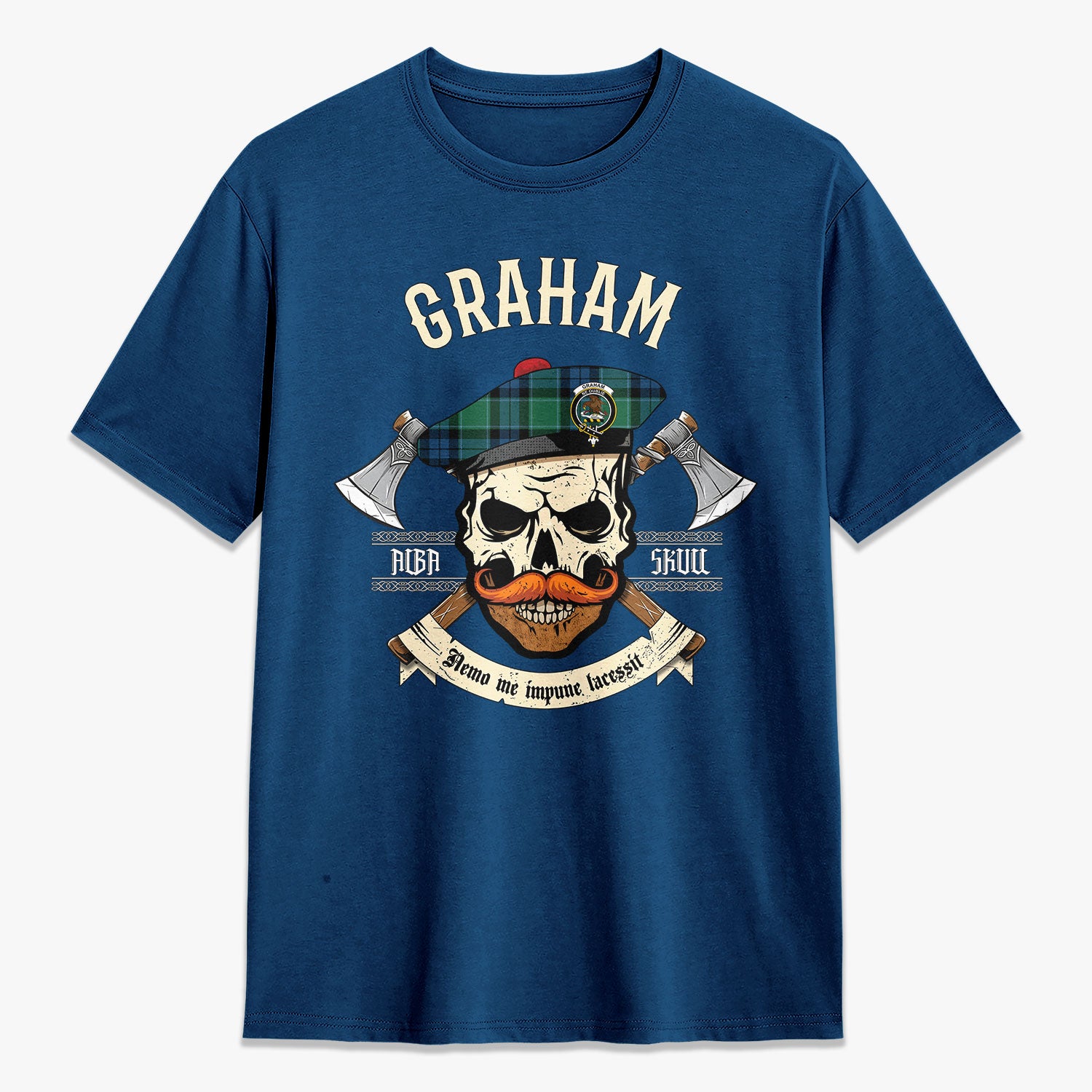 Graham of Menteith Ancient Tartan Crest 2D T-shirt - Alba Skull Style