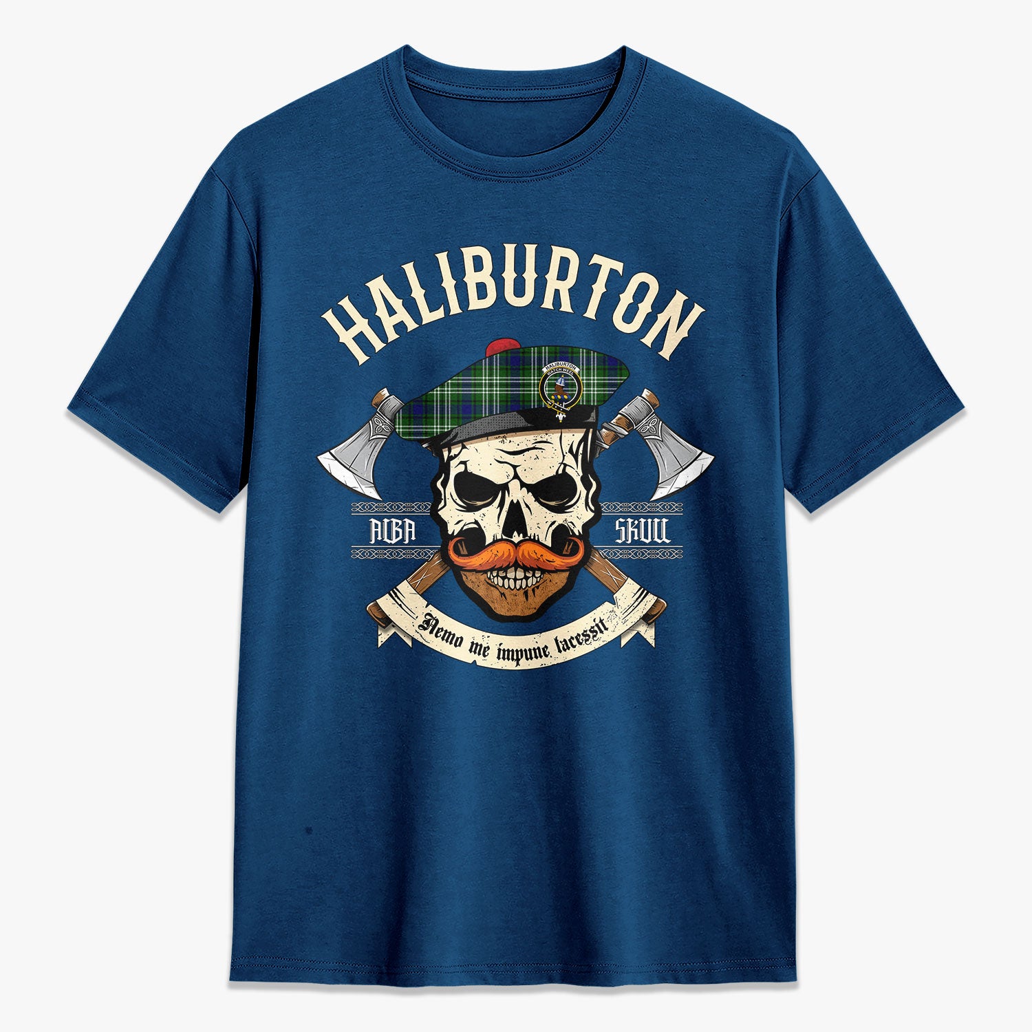 Haliburton Tartan Crest 2D T-shirt - Alba Skull Style