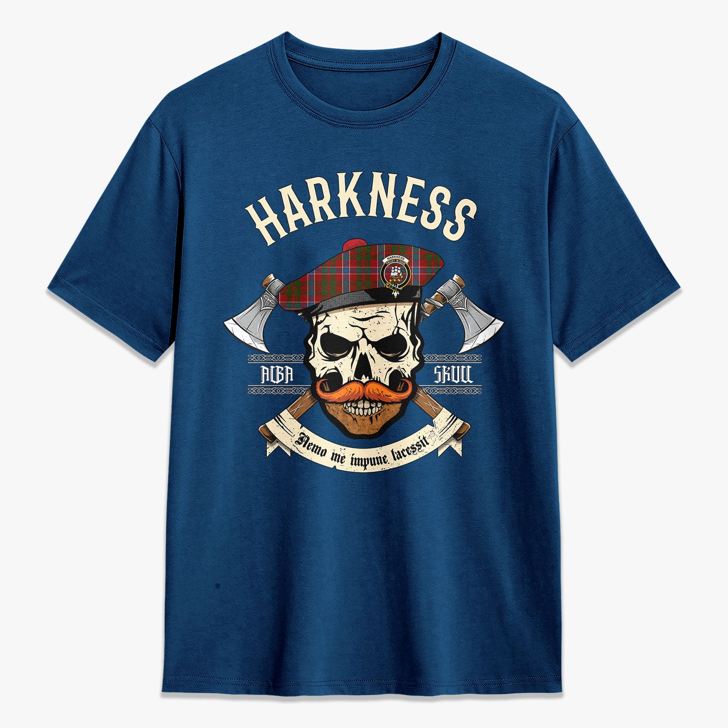 Harkness Dress Tartan Crest 2D T-shirt - Alba Skull Style